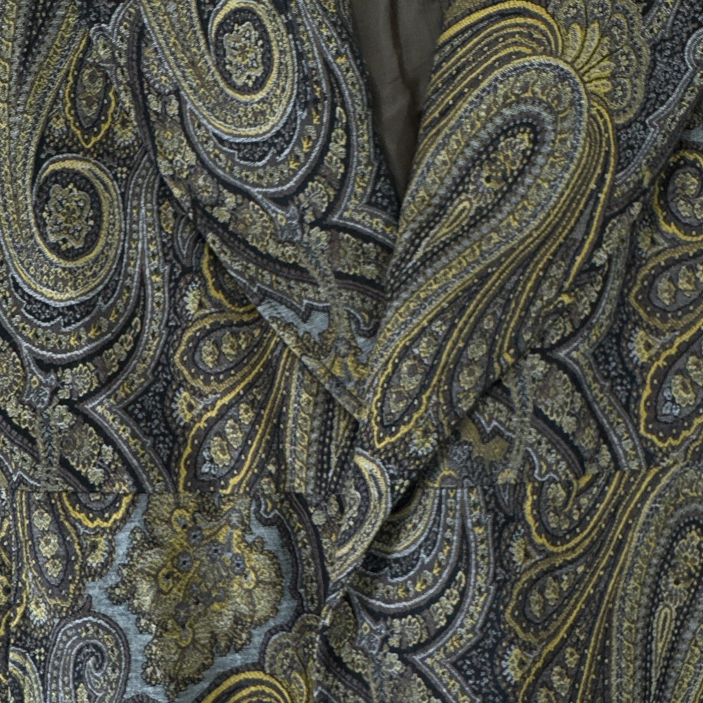 Lafayette 148 New York Paisley Tapestry Wrap Jacket Brown Gold Cashmere Wool 14 - Picture 10 of 11